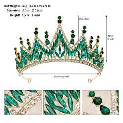 Изумруд Ободки для волос с короной из сплава и стразами, для женщин девочек свадебное украшение, изумруд, 133 мм