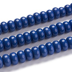 Средно-синий К 9 нити стеклянных бусин, имитация нефритовые четки стекла, рондель, светло-синий, 8~8.5x4.5~5 мм, отверстие : 1.4 мм, около 84 шт / нитка, 15.87 дюйм (40.3 см)