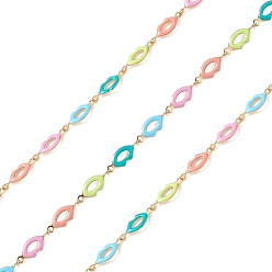 Золотой 304 цепи эмалированные из нержавеющей стали, несварные, губа, золотые, 13.5x5x1 мм