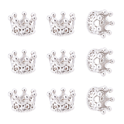 Platinum Rack Plating Brass Micro Pave Cubic Zirconia Beads, Large Hole Beads, Long-Lasting Plated, Crown, Clear, Platinum, 11x7mm, Hole: 6mm, 10pcs/box