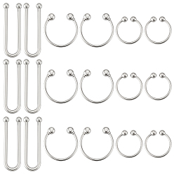 Платина 18 шт. 3 стили U-образные литые бикини-зажимы с пряжками, для застежки спереди купальника, платина, 32~62.5x22~38.5x6.5~8.5 мм, 6 шт / стиль