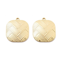 Настоящее золото 18K Латунные подвески, без кадмия, без никеля и без свинца, квадратный, реальный 18 k позолоченный, 25x21x3 мм, отверстие : 2 мм