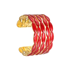 Красный Овальные 304 из нержавеющей стали манжета браслеты, широкие браслеты для женщин, с эмалью, красные, внутренний диаметр: 2-1/4 дюйм (5.85 см)