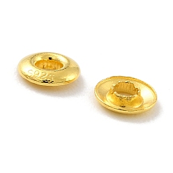 Золотой 925 люверс из стерлингового серебра, для изготовления пакетов, плоско-круглые, реальный 18 k позолоченный, 0.35x0.08 см, отверстие : 1.2 мм