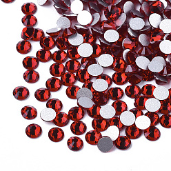 Light Siam Glass Flat Back Rhinestone Cabochons, Back Plated, Faceted Half Round, Light Siam, SS16, 3.8~4x1.5mm, about 1440pcs/bag