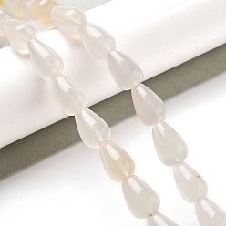 Натуральный Агат Натуральный белый агат бисер нитей, слеза, 12x8 мм, отверстие : 1.2 мм, около 33~34 шт / нитка, 15.16~16.54'' (38.5~42 см)