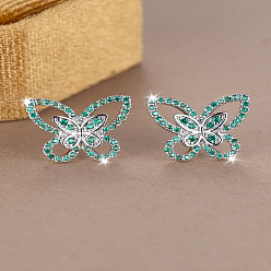 Platine Clous d'oreilles en laiton zircon cubique micro pavé clair, boucles d'oreilles pavées, papillon, platine, 12mm