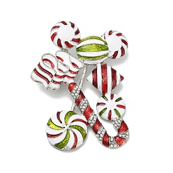Candy Cane Рождественские эмалевые булавки, штыри отворотом сплава горного хрусталя для одежды рюкзака, шоколадная конфета, 65.5x48 мм