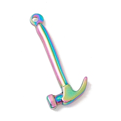 Rainbow Color Ионное покрытие (ip) 304 подвески из нержавеющей стали, молоток, Радуга цветов, 34x15.5x3.5 мм, отверстие : 2 мм