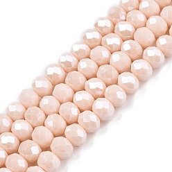 Белый Навахо Стеклянные бусины с гальваническим покрытием , гальваническое покрытие, граненые, рондель, навахо белый, 6x5 мм, отверстие : 1 мм, около 80~85 шт / нитка, 38~40 см