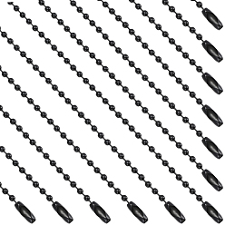Noir Chaînes de boule de fer de 100pcs avec des connecteurs, soudé, pour la fabrication des étiquettes volantes, noir, 15x0.25 cm
