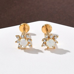 Солнце 304 серьги-гвоздики из нержавеющей стали с синтетическим опалом, с 316 иглой из нержавеющей стали, золотые, солнце, 6x6 мм