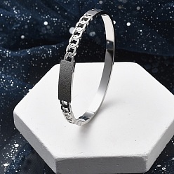 Нержавеющая Сталь Цвет 304 женские шарнирные браслеты из нержавеющей стали, матовые, прямоугольные, цвет нержавеющей стали, внутренний диаметр: 2-1/4x1-7/8 дюйм (5.8x4.9 см)