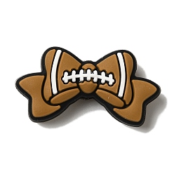 Bowknot Силиконовые бусины, коричневые, бантом, 10x29x7.5 мм, отверстие : 2.5 мм
