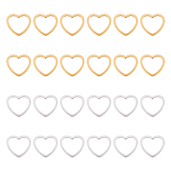 Золотой & Цвет Нержавеющей Стали 40 шт. 2 стиль 304 соединительное кольцо из нержавеющей стали, сердце, золотые и нержавеющая сталь цвет, 10.5x11.5x0.8 мм, 20 шт / стиль