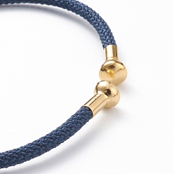 Dark Blue Braided Carbon Steel Wire Bracelet Making, with Golden Plated Brass End Caps, Dark Blue, 0.25cm, Inner Diameter: 2-3/8 inch(6.1cm)
