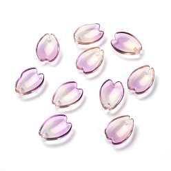 Сливовый Прозрачные стеклянные подвески, сакура лепесток, слива, 16x12x3.5 мм, отверстие : 0.9 мм