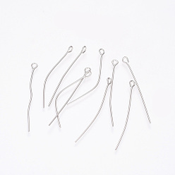 Stainless Steel Color 304 Stainless Steel Eye Pin, Stainless Steel Color, 30mm, Hole: 2mm, Pin: 0.8mm