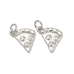 Платина Латунные подвески, пицца прелести, долговечный, стойки покрытие, без свинца и без кадмия, платина, 12.5x12.5x2 мм, Перейти кольцо: 5x1 мм, 3.3 мм внутренним диаметром