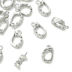 Real Platinum Plated SHEGRACE Brass Snap Clasps, Cadmium Free & Lead Free & Nickel Free, Real Platinum Plated, 14x14.5x8mm, Hole: 1.6mm