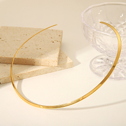 Золотой Простые 304 плоские ожерелья-манжеты из нержавеющей стали, модные украшения для женщин, золотые, внутренний диаметр: 5.12 дюйм (13 см)