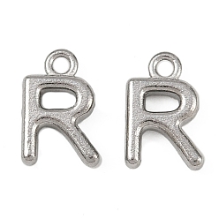 Letter R 304 прелести нержавеющей стали, полированный, цвет нержавеющей стали, Буква R, 9x6x2 мм, отверстие : 1.2 мм