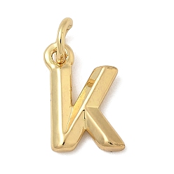 Letter K Латунь прелести, стойки покрытие, без кадмия и без свинца, долговечный, с целью перехода в кольце, реальный 18 k позолоченный, Письмо K, 13x8.5x2 мм, отверстие : 3 мм