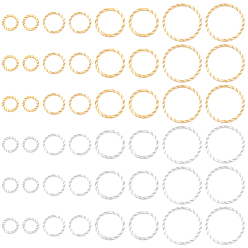 Золотой & Серебряный 64шт 8 латунные соединительные кольца, долговечный, без кадмия и без свинца, круглые кольца, настоящее 24k золото и 925 покрытие из стерлингового серебра, 6~14x1 мм, внутренний диаметр: 4~12 мм, 8 шт / стиль