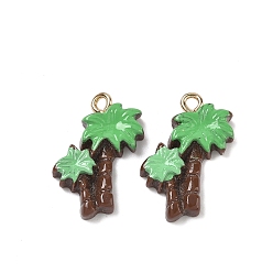 Дерево Непрозрачные подвески смолы, с платиновыми тоновыми железными петлями, кокосовая пальма, 21x17.5x3.5 мм, отверстие : 2 мм