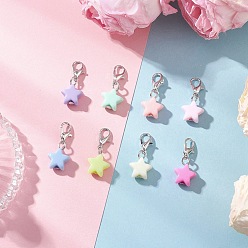 Платина Подвесные украшения в виде звезд из непрозрачного акрила, с цинковым сплавом застежками омаров коготь, платина, 25 мм