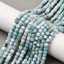 Ларимар Природные ларимар бисер нитей, граненые, кубические, 4~4.5x4~4.5x4~4.5 мм, отверстие : 0.5 мм, около 103 шт / нитка, 15.55'' (39.5 см)