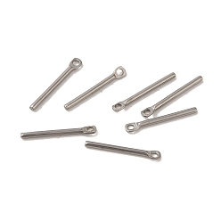 Нержавеющая Сталь Цвет Не тускнеющие 304 подвески из нержавеющей стали, бар очарование, цвет нержавеющей стали, 15x2x1.2 мм, отверстие : 1 мм