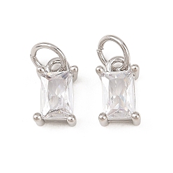 Rectangle Кулон из циркония, стойки покрытие, долговечный, без кадмия и без свинца, платина, прямоугольные, 9x5.5x4 мм, Перейти кольцо: 5x1 мм, внутренний диаметр: 3 мм