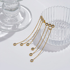 Chapado en Oro Real 18K 316 Pendientes de botón de acero inoxidable quirúrgico con microengaste de circonita cúbica transparente para mujer, pendientes de la borla, real 18 k chapado en oro, 82 mm