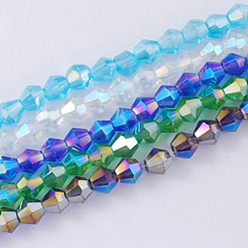 (52) Непрозрачная лаванда Стеклянные бусины, с покрытием AB цвета, граненые, двухконусные, разноцветные, 2x3 мм, отверстие : 0.5 мм, около 200 шт / нитка, 16.5 дюйм