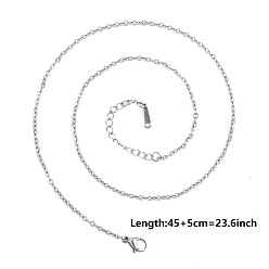 Нержавеющая Сталь Цвет 304 ожерелья из цепочек из нержавеющей стали для самостоятельного изготовления украшений, цвет нержавеющей стали, 17.72x0.06 дюйм (45x0.16 см)