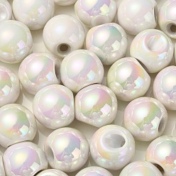 Old Lace UV Plating Rainbow Iridescent Acrylic Beads, Round, Old Lace, 18.5x19x19mm, Hole: 4mm