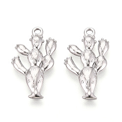 Нержавеющая Сталь Цвет 304 подвески в виде кактусов из нержавеющей стали, не тускнеет, цвет нержавеющей стали, 24.5x12.5x2 мм, отверстие : 1.6 мм