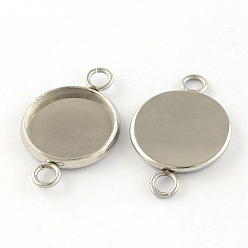 Нержавеющая Сталь Цвет Устойчив к потускнению 304 коннекторы из нержавеющей стали с кабошоном, чашки безель с краями, плоско-круглые, цвет нержавеющей стали, лоток : 8 мм, 17x10x1.5 мм, отверстие : 2 мм