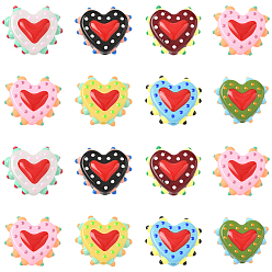 (52) Непрозрачная лаванда 20шт. расписные стеклянные бусины, бусины с неровностями, сердечко, с эмалью, разноцветные, 16~17x18x7 мм, отверстие : 1.2 мм