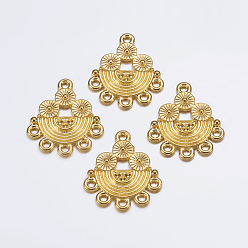 Golden Alloy Rhinestone Connector Settings, Cadmium Free & Lead Free, Half Round, Golden, 21.5x18x2mm, Hole: 1mm