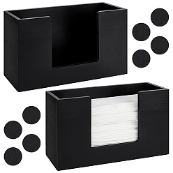 Black 2Pcs Wood Tissue Box, Rectangle, Black, 280x110x166mm