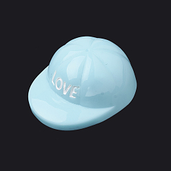 Light Cyan Resin Cabochons, Hat with Word Love, Light Cyan, 25x19x11mm