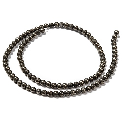 Pyrite Natural Pyrite Beads Strands, Round, 4mm, Hole: 0.5mm, about 100pcs/strand, 15.74 inch