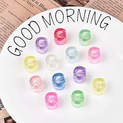 Letter G УФ-покрытие прозрачные акриловые европейские бусины, бусины с большим отверстием, разноцветные, Буква G, 20.5x17.5x13.5 мм, отверстие : 6 мм