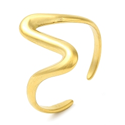 Настоящее золото 18K Волна 304 открытые манжеты из нержавеющей стали для женщин, реальный 18 k позолоченный, 16 мм, регулируемый