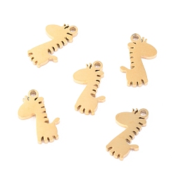 Золотой 304 прелести нержавеющей стали, лазерная резка, жирафа, золотые, 12x8x1.1 мм, отверстие : 1 мм