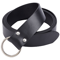 Черный Ремень с круглым кольцом из искусственной кожи с тиснением в стиле ретро, повседневное платье под джинсы, чёрные, 66 дюйм (167.6 см)