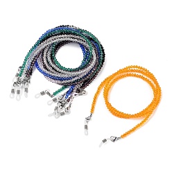 Couleur Mélangete Chaînes de lunettes, tour de cou pour lunettes, perles de verre, 304 inox homard fermoirs pince, perles en laiton et extrémités de boucle en caoutchouc, couleur mixte, 27.95 pouce (71 cm)