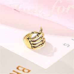 Античное Золото Серьги-каффы из сплава в стиле панк-скелет на Хэллоуин, античное золото , 10x10 мм